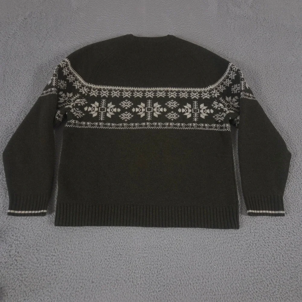 VINTAGE Eddie Bauer Sweater Men XL Tall Green Nordic Lambswool Fair Isle Y2K 90s - Picture 6 of 9